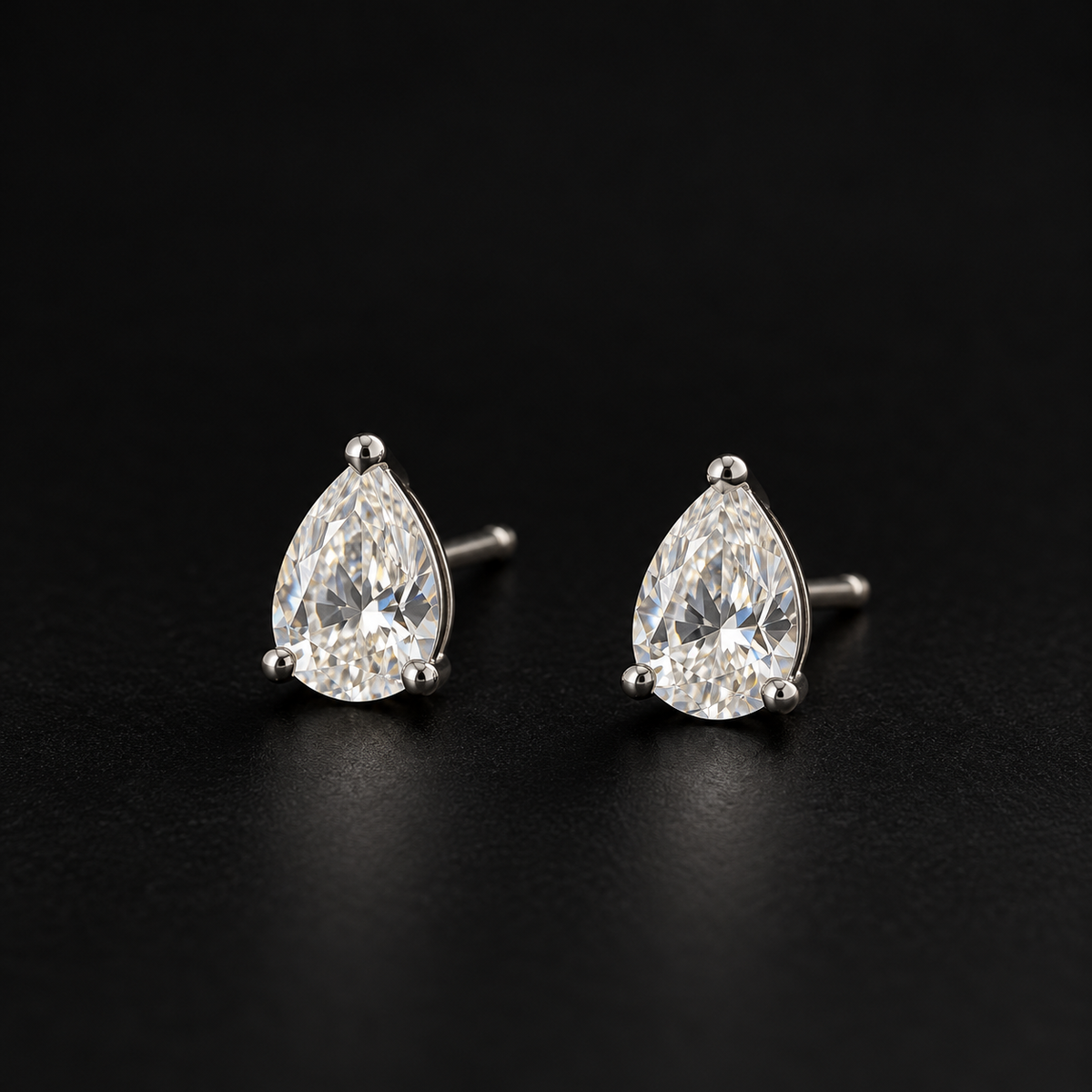 Silver Teardrop Stud Earrings