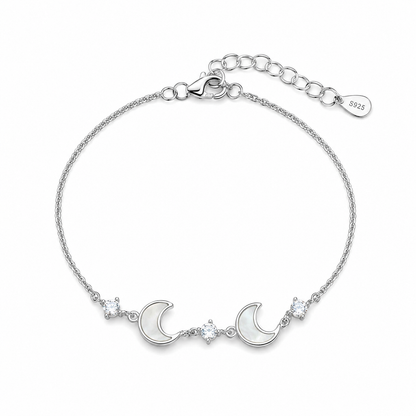 Double Crescent Moon Sterling Silver Bracelet
