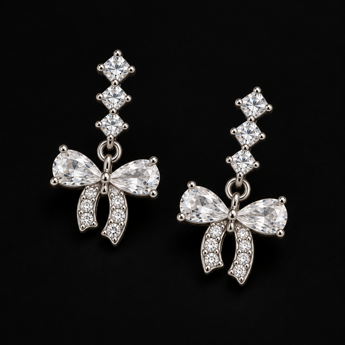 Crystal Bow Drop Earrings