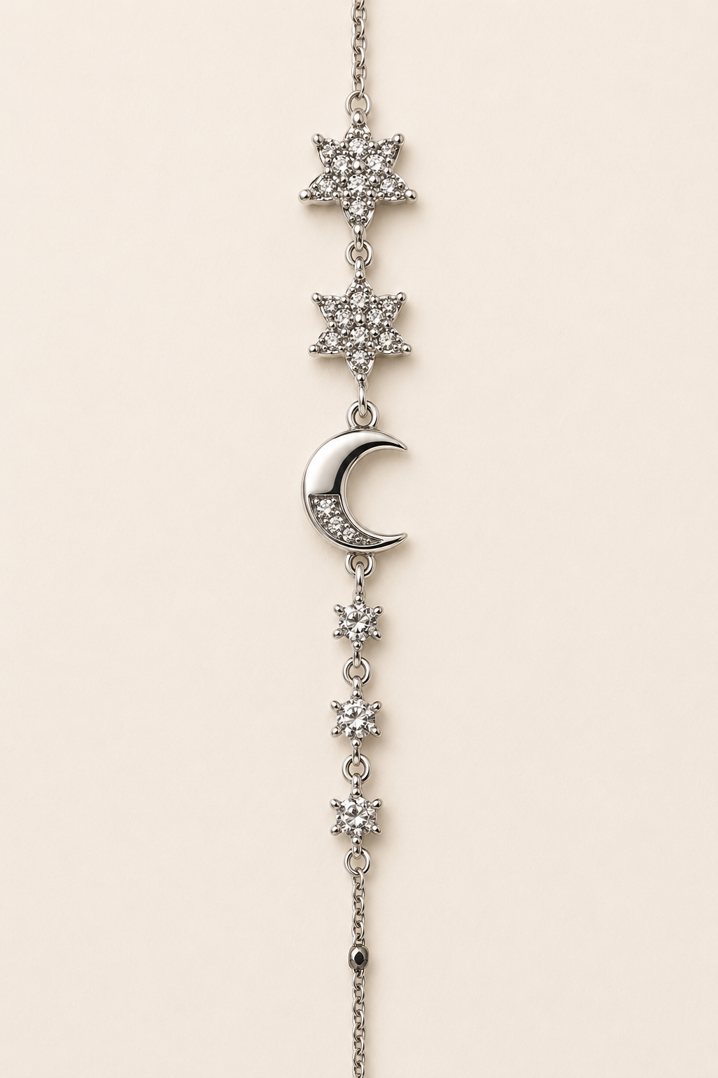 Celestial Moon & Stars Sterling Silver Bracelet