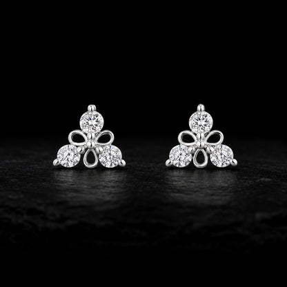 Three-Stone Floral Stud Earrings
