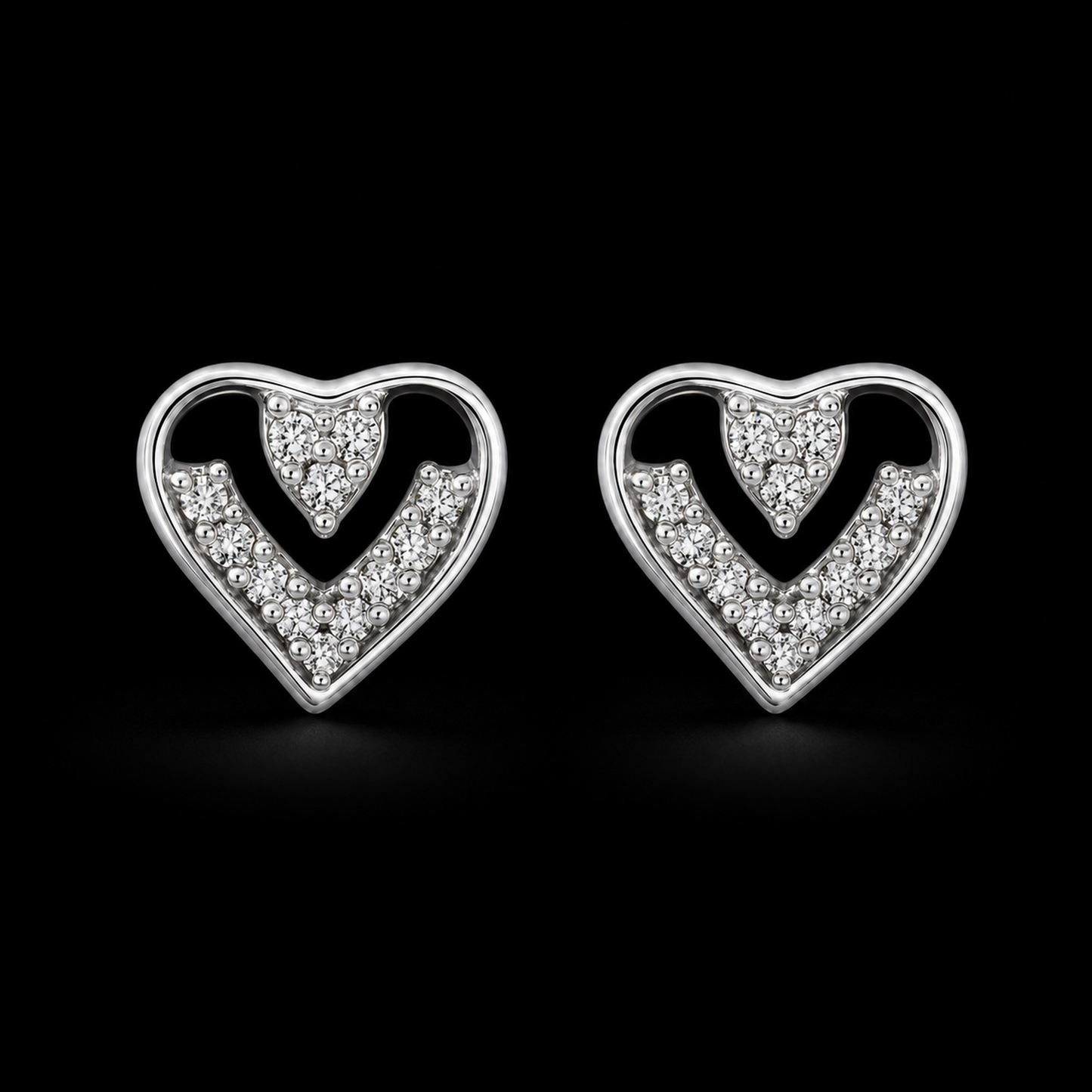 Crystal Heart Stud Earrings
