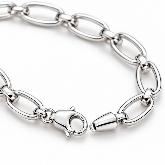 Men’s silver Oval Link Bracelet