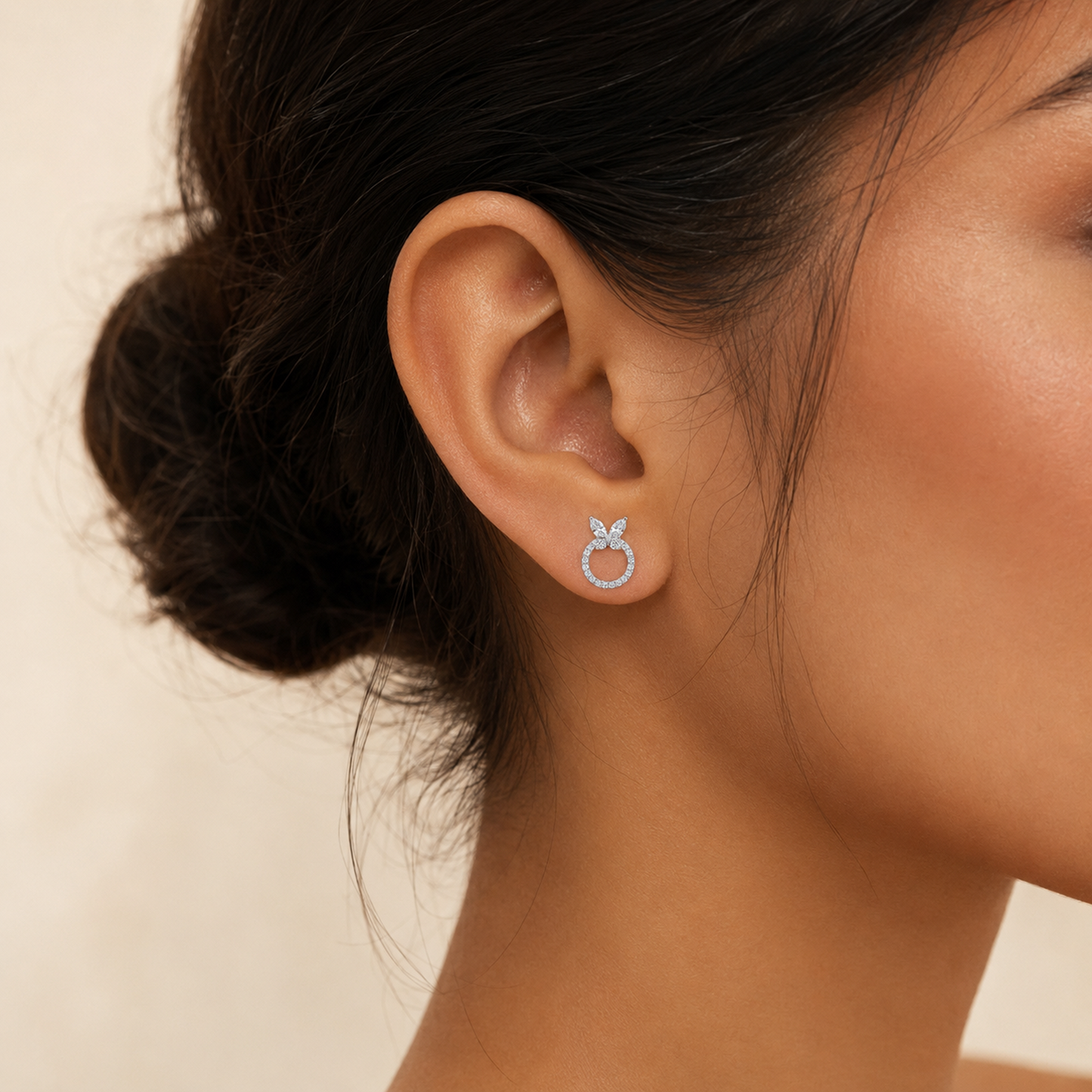 Butterfly Halo 925 Sterling Silver Stud Earrings