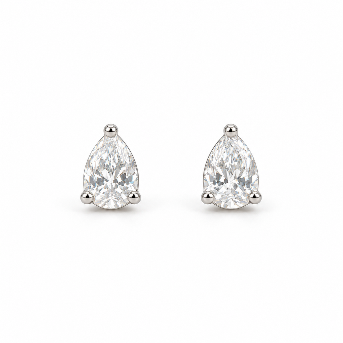 Silver Teardrop Stud Earrings