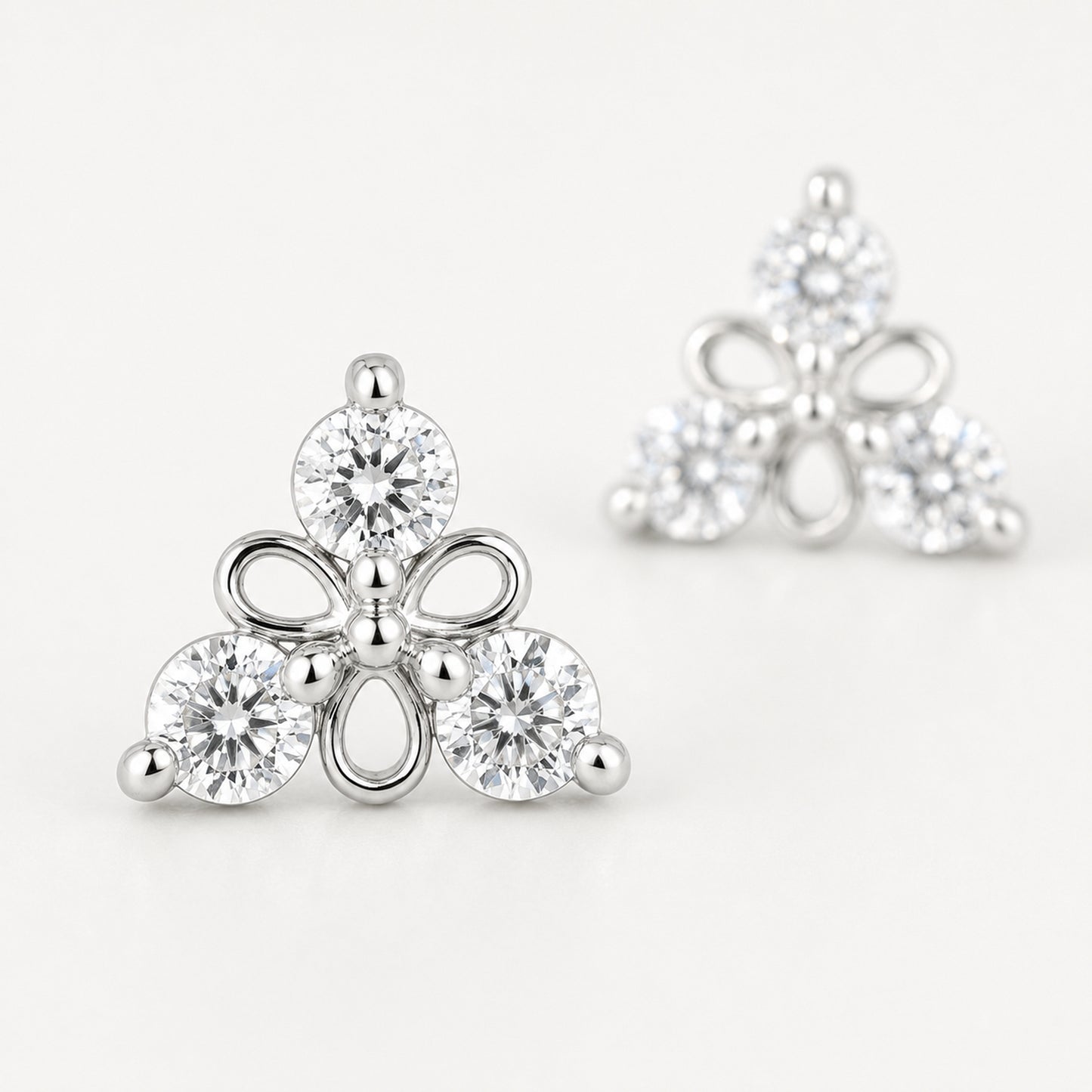 Three-Stone Floral Stud Earrings