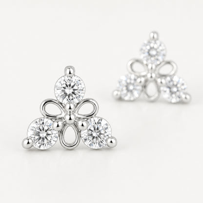 Three-Stone Floral Stud Earrings