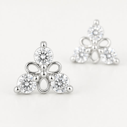 Three-Stone Floral Stud Earrings