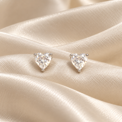 Silver Heart Stud Earrings