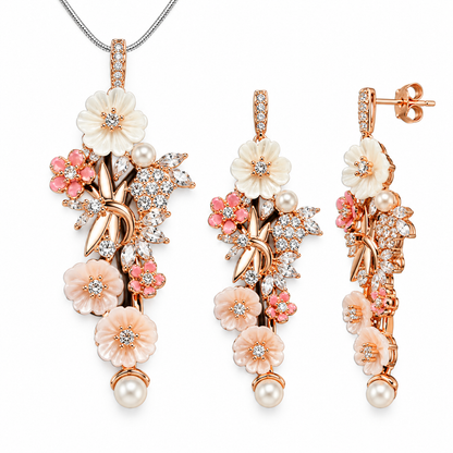 Blossom Cascade Necklace & Earrings Set