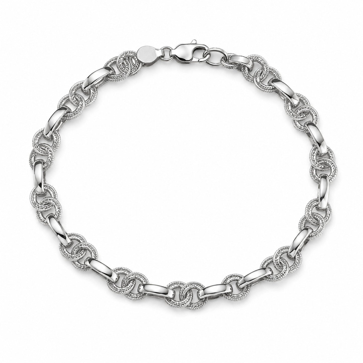 Men’s 925 Sterling Silver Textured Link Bracelet
