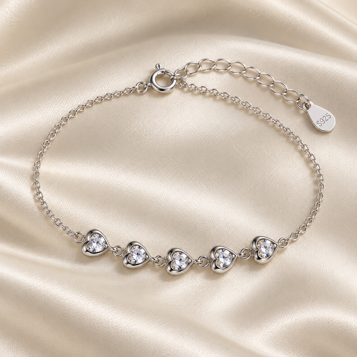 Linked Hearts Silver Bracelet