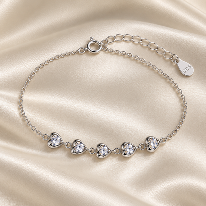 Linked Hearts Silver Bracelet