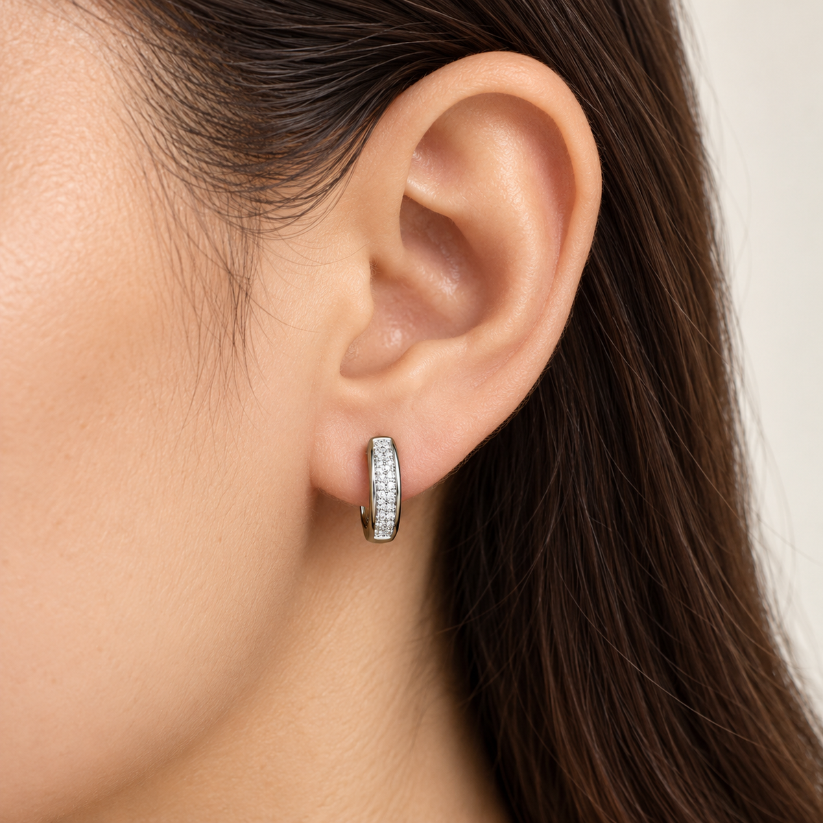 Pavé Huggie Hoop Earring
