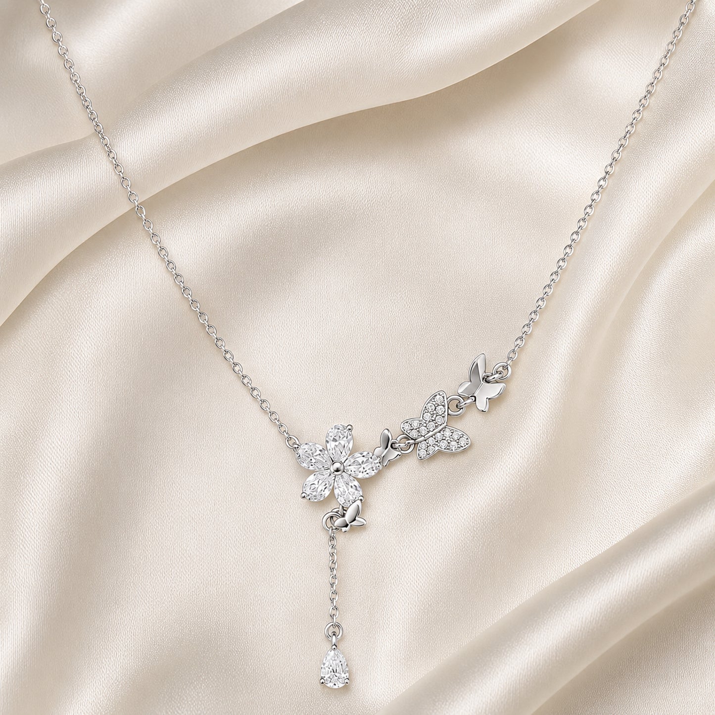 Butterfly Bloom Drop Necklace