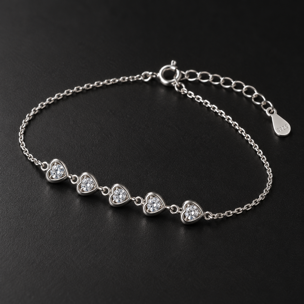 Linked Hearts Silver Bracelet