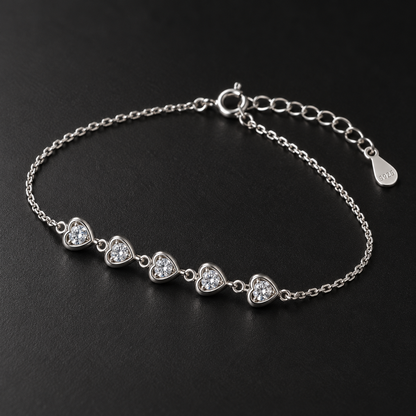 Linked Hearts Silver Bracelet