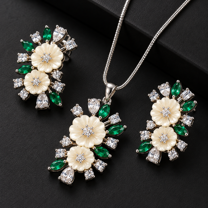 Ivory Garden Necklace & Earrings Set