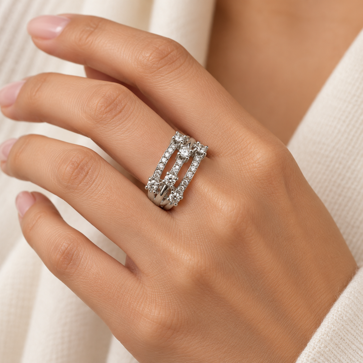 Celeste Multi-Row Ring