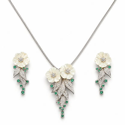 Ivory Blossom Necklace & Earrings Set