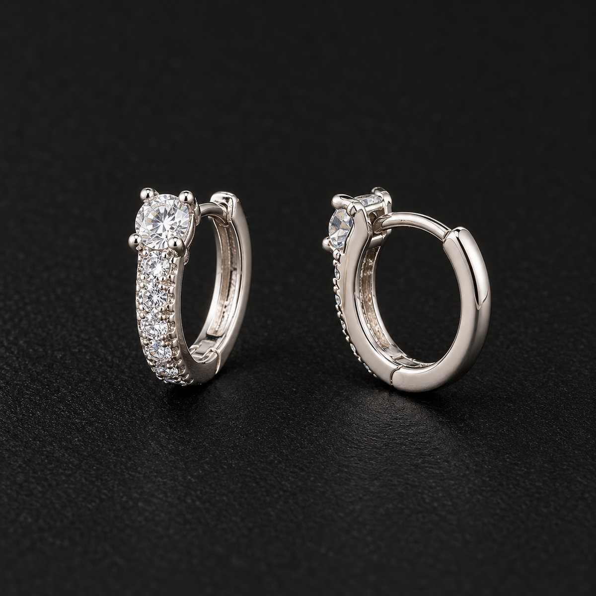 Solitaire Sparkle Hoop Earrings