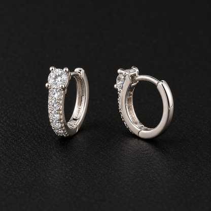 Solitaire Sparkle Hoop Earrings