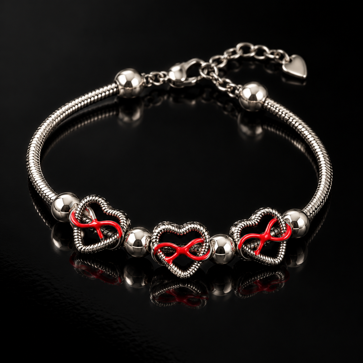 Red Infinity Heart Bracelet