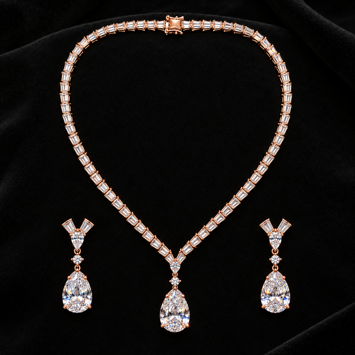 Silver Teardrop Necklace & Earring Set