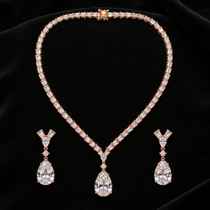 Silver Teardrop Necklace & Earring Set
