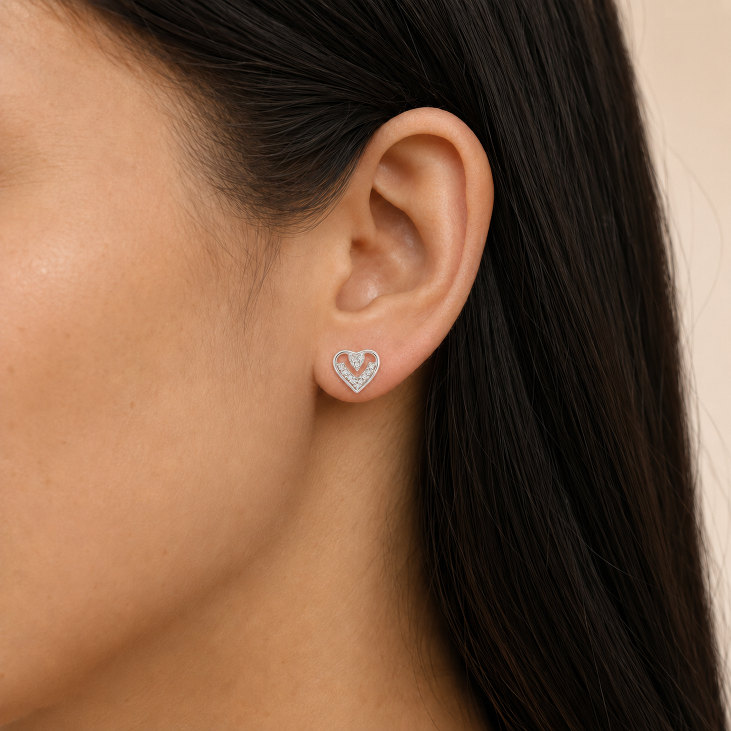 Crystal Heart Stud Earrings