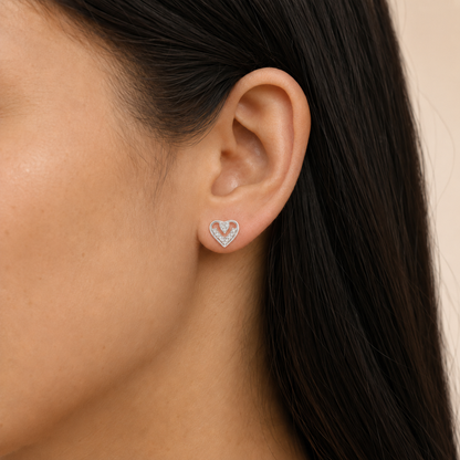 Crystal Heart Stud Earrings