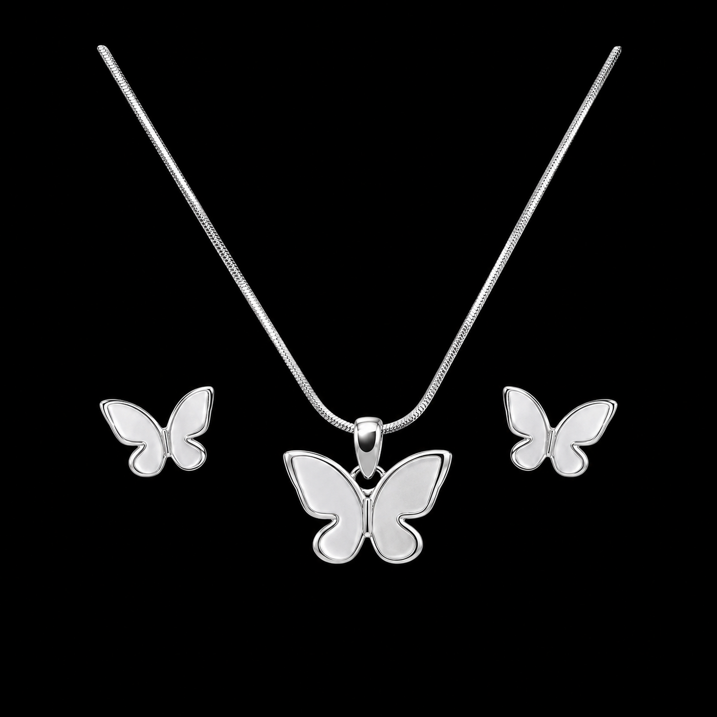 Butterfly Necklace & Stud Earring Set