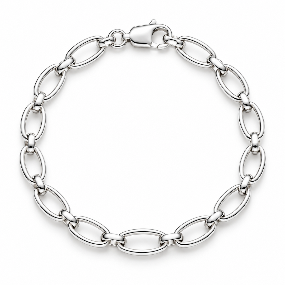Men’s silver Oval Link Bracelet