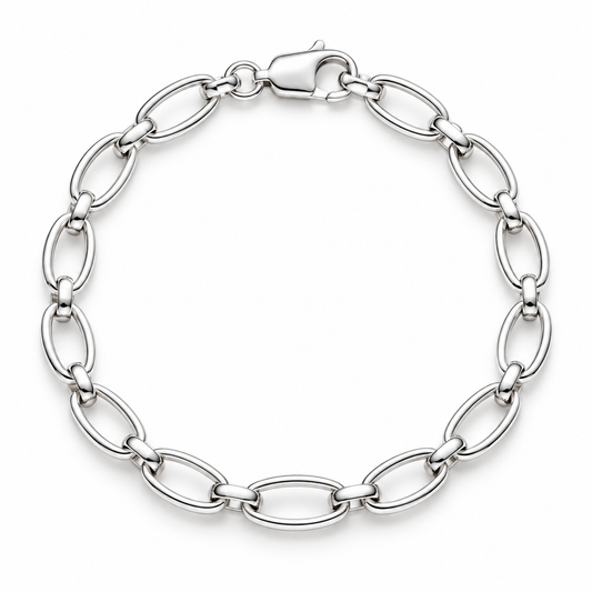 Men’s silver Oval Link Bracelet