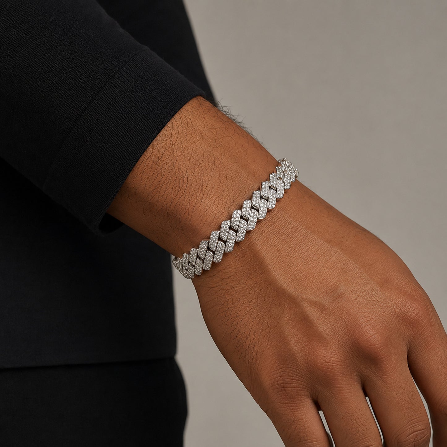 925 Sterling Silver Men’s Pavé Cuban Link Bracelet