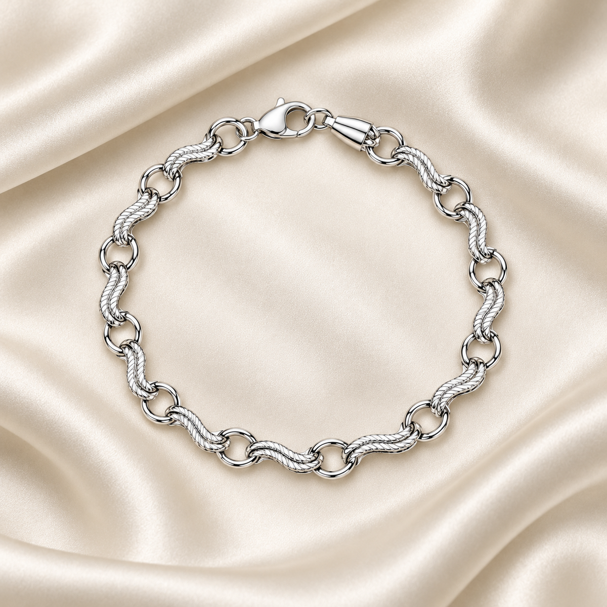 Silver Rope Link Bracelet