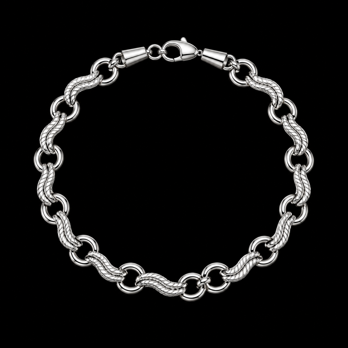 Silver Rope Link Bracelet