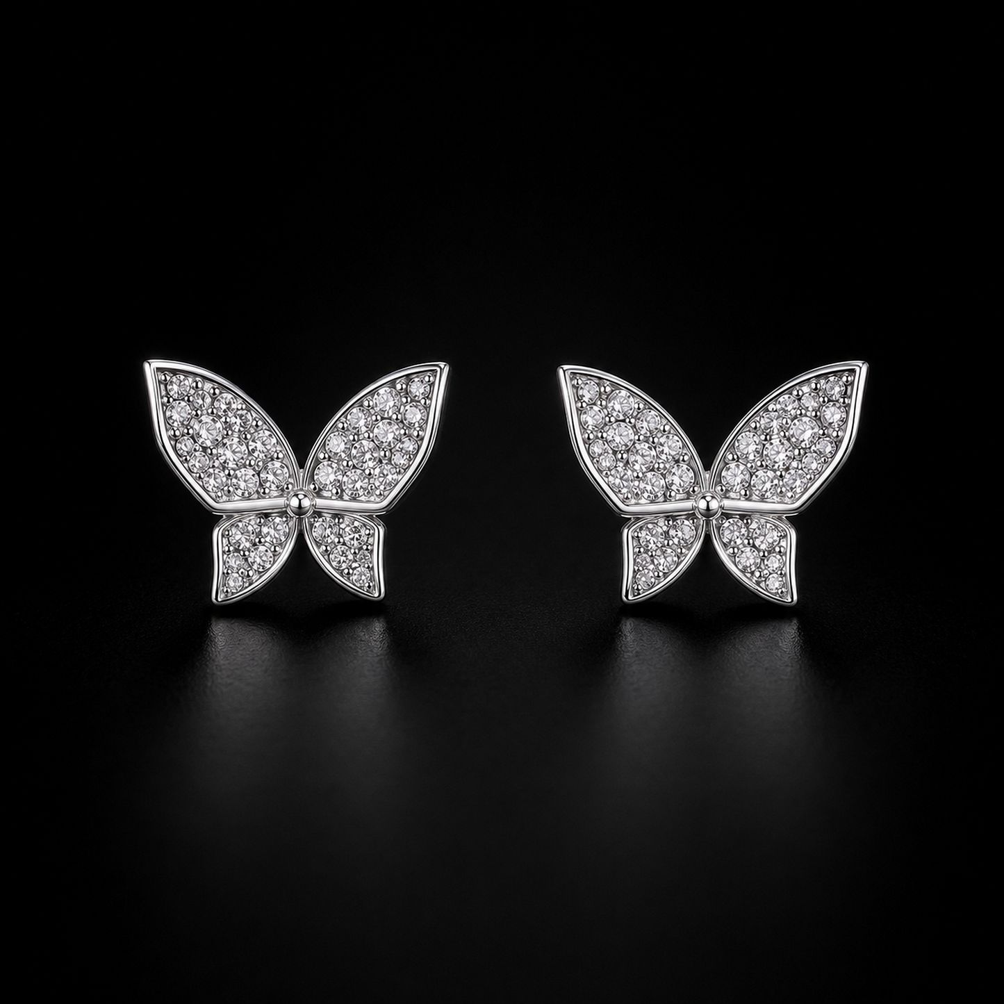 925 Sterling Silver Pavé Butterfly Stud Earrings