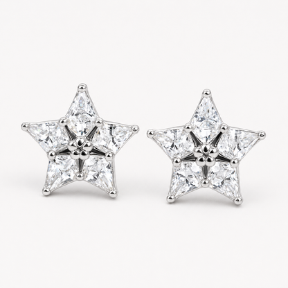 925 Silver Celestial Spark Star Stud Earrings