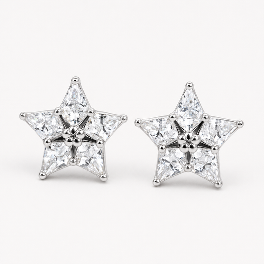 925 Silver Celestial Spark Star Stud Earrings