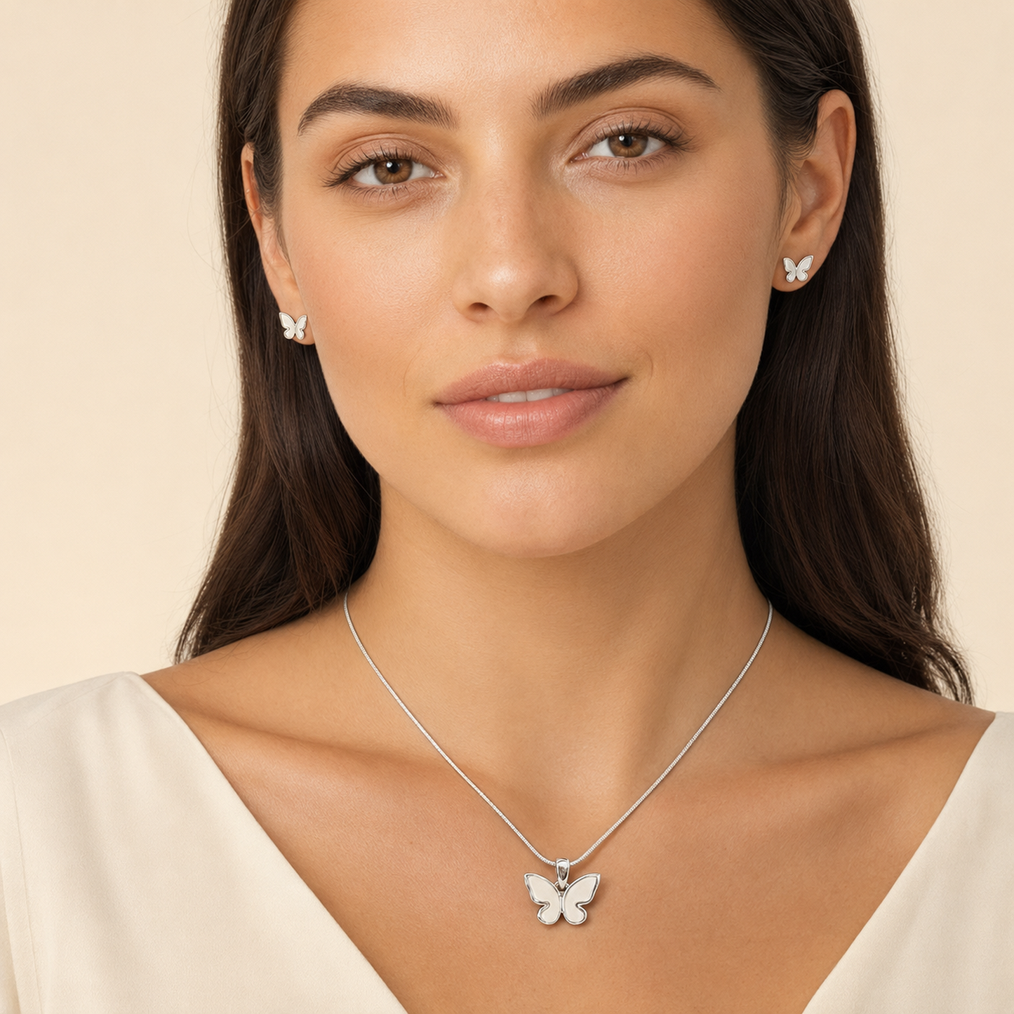 Butterfly Necklace & Stud Earring Set