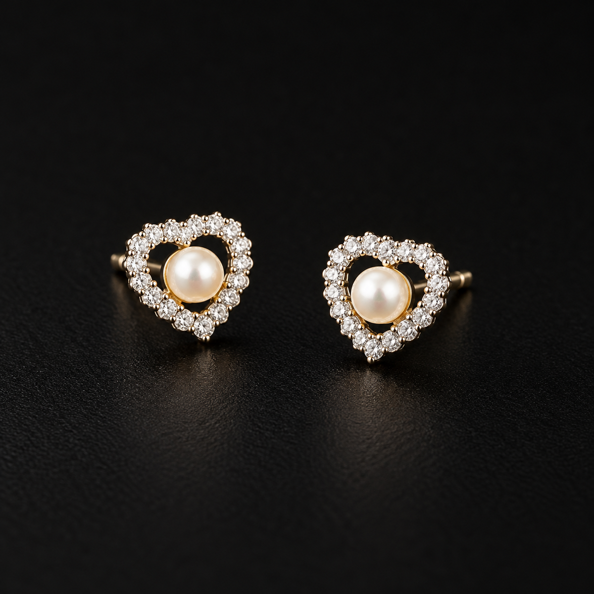 Pearl Heart Stud Earrings