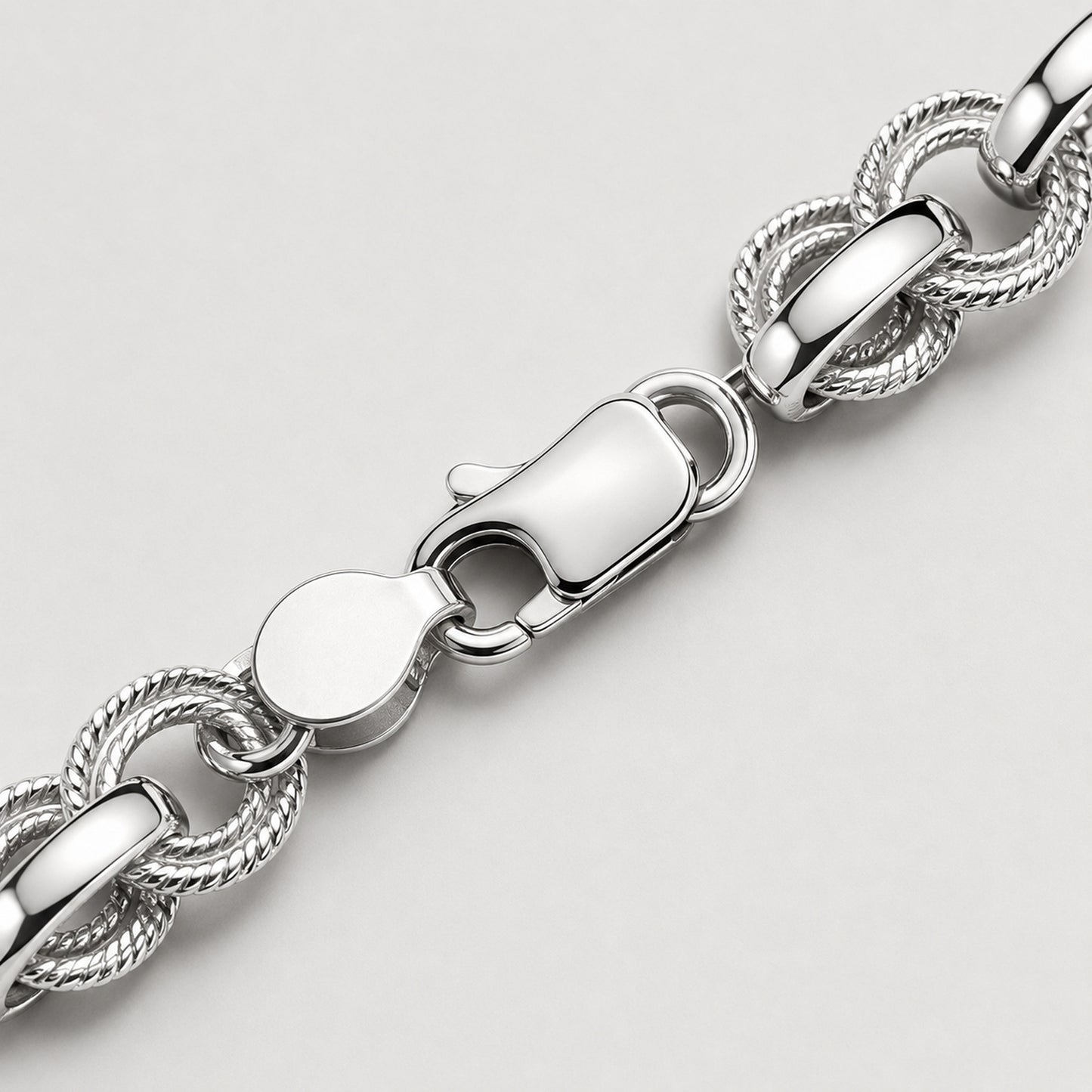 Men’s 925 Sterling Silver Textured Link Bracelet
