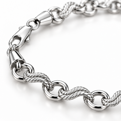 Silver Rope Link Bracelet