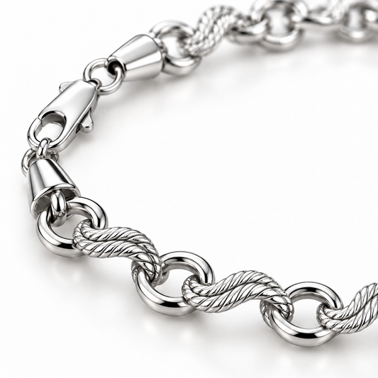 Silver Rope Link Bracelet
