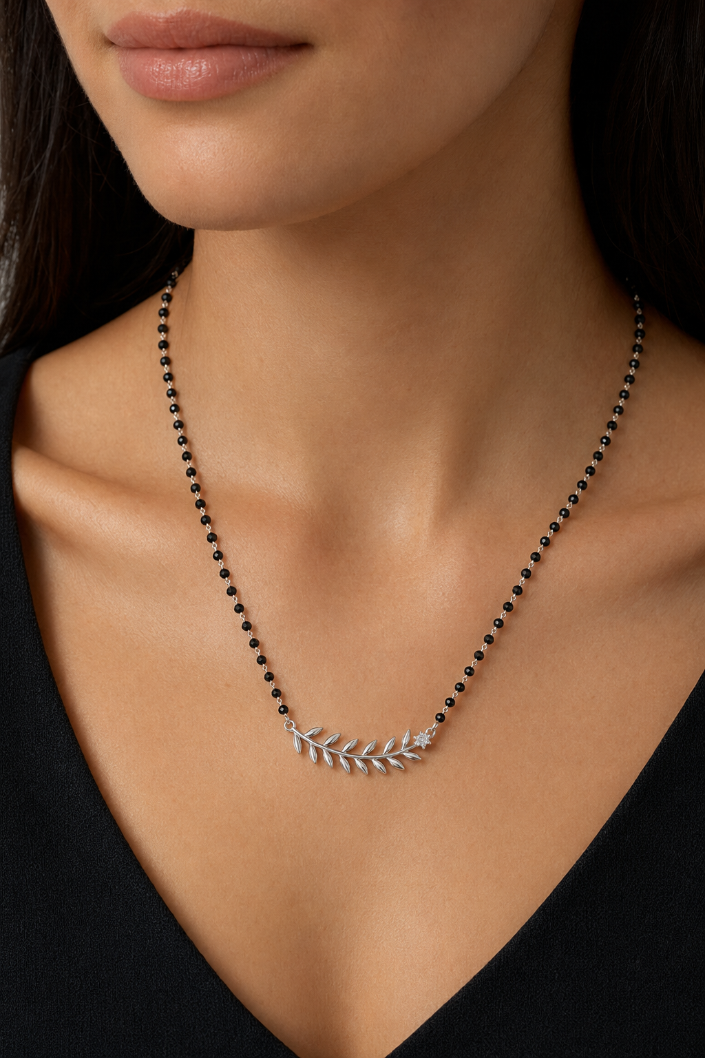 925 Sterling Silver Leaf & Floral Mangalsutra