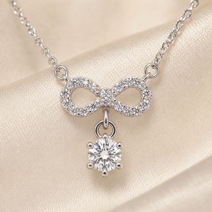 925 Sterling Silver Eternal Bow Drop Necklace