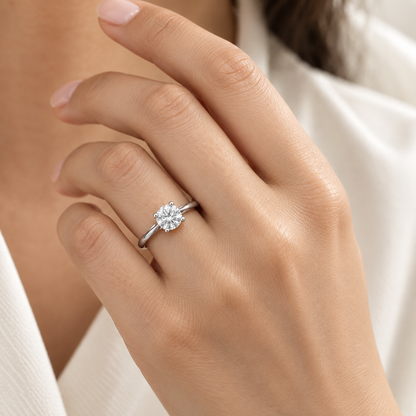 Classic Round Solitaire Silver Ring