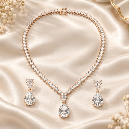 Celeste Silver Teardrop Necklace Set