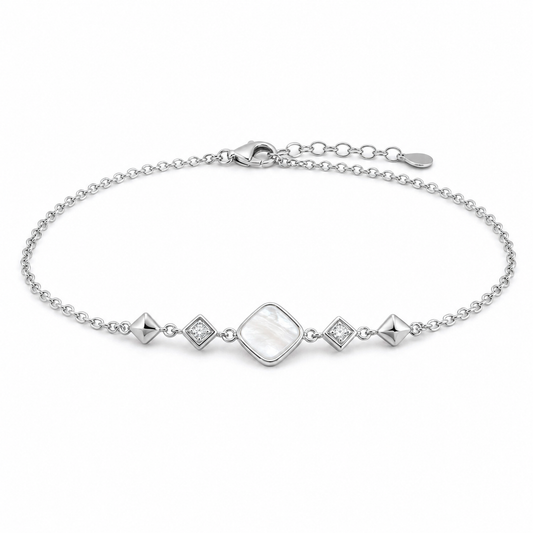 Mother-of-Pearl Geometric Sterling Silver Bracelet